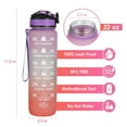 thumbnail image 4 of Hanmir 32oz Motivational Water Bottle with Time Marker with Straw Drinking Water Bottles with Strap Leakproof Tritan Fitness Sports Water bottle for Gym Camping Outdoor（Red&Purple), 4 of 8