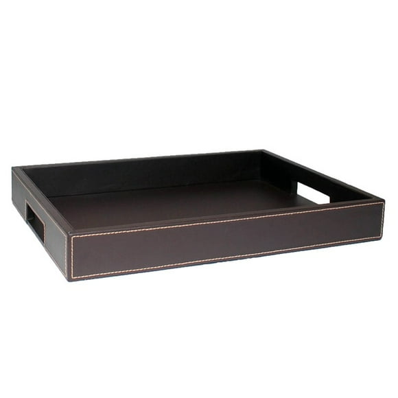 Kraftware Corp. 69001 Brown W/ Tan Stiching Vanity Tray