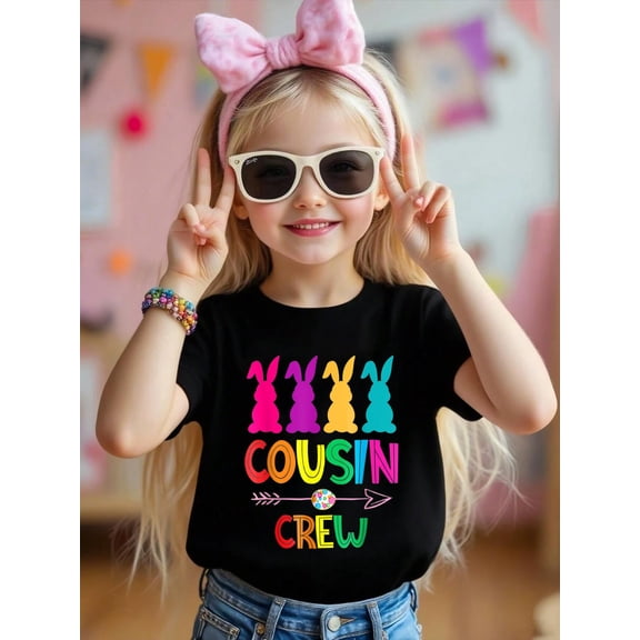 Cousin Crew Squad Easter Day Cute Bunny Toddler Kids T-Shirt Graphic T-shirts for boys and girls