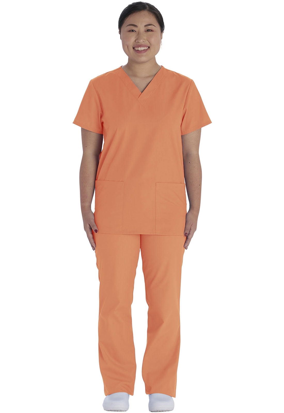 Vital Threads Men and Women Scrubs Set V-Neck Top & Drawstring Pant, VT526C, 2XL, Orange Sorbet 