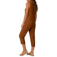 thumbnail image 4 of Womens 2 Piece Sleeveless Tops Sets Summer Outfits 2026 Two Piece Lounge Set Fashion Women Casual Solid 3/4 Pants Pockets Pants Suit, 4 of 5