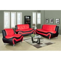 Lifestyle Furniture LF4503 Veneto Sofa Set- Black & Red - 35 x 77.5 x 32.5 in.