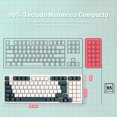 thumbnail image 3 of Spanish Mechanical Gaming Keyboard with Ñ Key, 90% Compact Hot Swappable Brown Switch, White Backlit, Wired USB C with Numpad, White Dark Blue for PC Office, 3 of 10