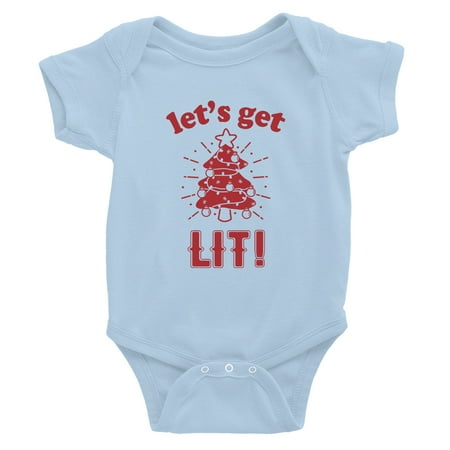

Get Lit Christmas Tree Cool SKY BLUE Baby Bodysuit Holiday Gift