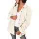 thumbnail image 5 of Beaully Camisas de pana con botones para mujer, chaqueta informal de manga larga de gran tamaño (beige), 5 of 6