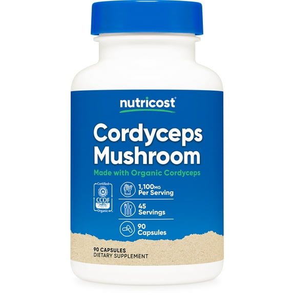 Nutricost Cordyceps Mushroom Capsules 1100mg, 45 Serv - Organic Supplement