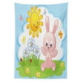 thumbnail image 3 of Ambesonne Cartoon Tablecloth Rectangular Table Cover, Rabbit in Garden, 60"x84", Multicolor, 3 of 4