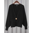 thumbnail image 5 of Suéter de punto con botones para mujer, Jersey elegante de manga larga con cuello en V, holgado y cálido, ropa de calle alta para otoño, 2024, 5 of 5