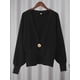 thumbnail image 5 of Suéter de punto con botones para mujer, Jersey elegante de manga larga con cuello en V, holgado y cálido, ropa de calle alta para otoño, 2024, 5 of 5