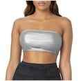 thumbnail image 4 of Tank Tops for Women,Tube Performance Solid Color Bandeau Wrap Chest Nightclub Show Wear,Camisole Tops for Women,Silver,L, 4 of 4