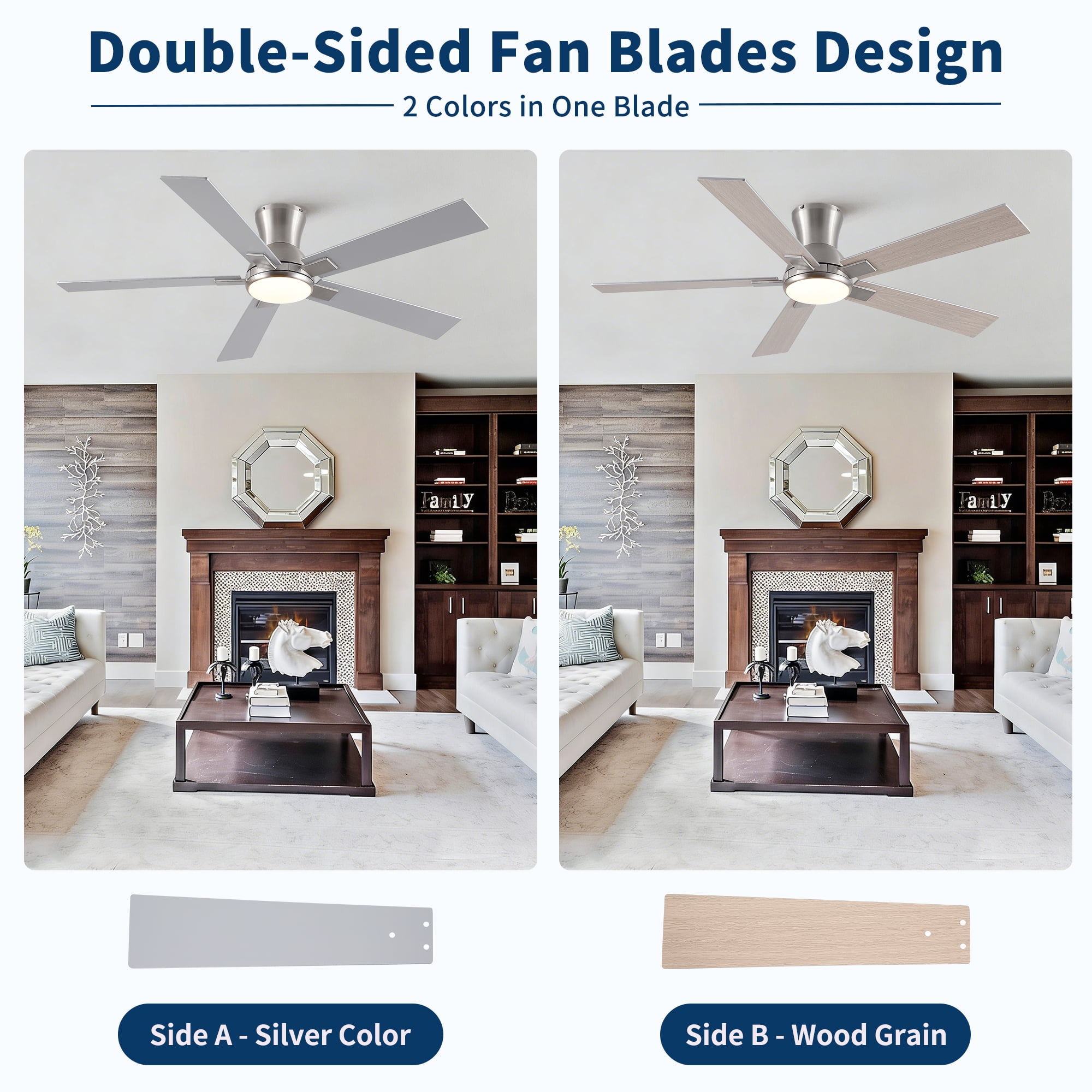 Leumius 52" Ceiling Fan with Light and Remote with Quiet DC Motor, Reversible Blades, Dimmable 3CCT LED Light for Living Room Bedroom Brushed Nickel