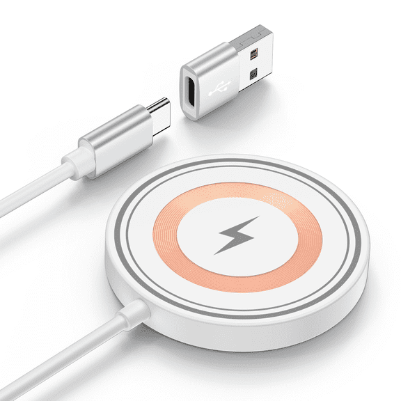 Eeyueer 15W Magnetic Wireless Charger USB C/A Dual Port Fast Charging Pad Compatible with iPhone 17 Pro Max 17 Pro 17 Air 17 16 15 14 13 12 AirPods Google Pixel 10 Pro XL 10 Qi Devices