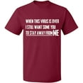 thumbnail image 2 of OXI T-Shirt - To Stay Away From Me, Basic Casual T-Shirt for Men's and Women Fleece T-Shirt Short Sleeve - Maroon X-Large, 2 of 3