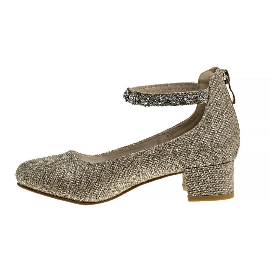 Badgley Mischka Little Kids Girls Block Heel Dress Shoes, Champagne, 12