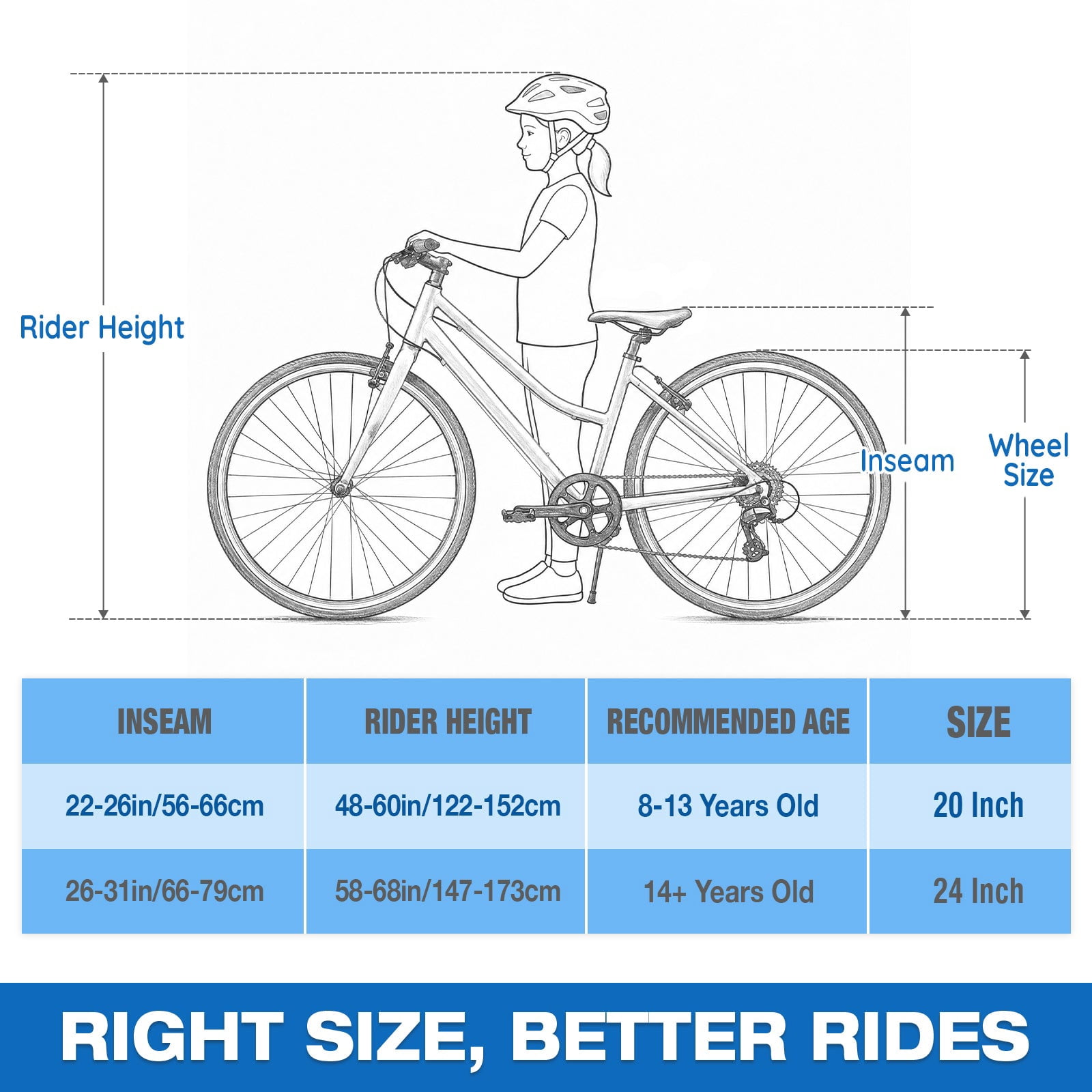 Hykolity 24 Inch Kids Mountain Bike Boys Girls Youth Bicycle For Teen Ages 14+ Children Bikes With Adjustable Seat Front Hand Brake Rear Coaster Brake Reflector, Blue