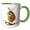 Green/White, variant on 3drose, Cute Fancy Puffy Bird Illustration, 11oz Two-tone Green Mug