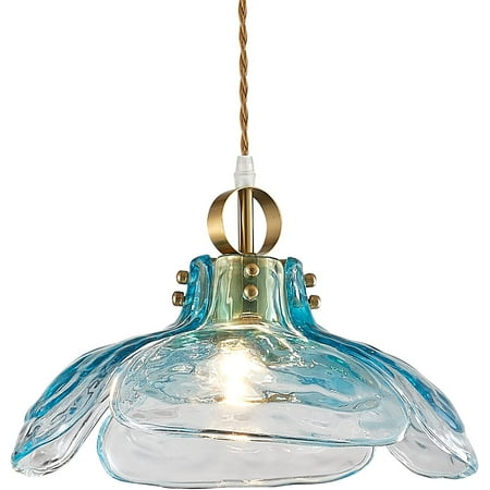 

YIGOU Pendant Light Fixtures 12.99 D Glass Hanging Pendant Lights Pendant Lighting for Kitchen Island Living Room Hallway Bedroom 1-Light E26 Base Blue