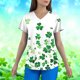 thumbnail image 1 of Xuyuer Women's St. Patrick's Print Fashionable Casual V Neck T Shirts Casual Rolled Short Sleeve Side Split Summer Tops Loose Fit Print Graphic Tees Top Outfit for Casual, 1 of 5
