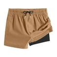 thumbnail image 2 of HAOTAGS Girls Swim Shorts, High Waisted Double-layer Quick Dry Bench Shorts Brown 12-13 T, 2 of 5
