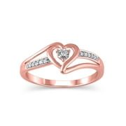 Diamond Accent (I3 clarity, J-K color) Hold My Hand Diamond Heart Promise Ring in 10kt Rose Gold, Size 7