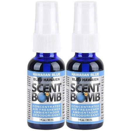 Scent Bomb Air Freshener Spray, 100 % Oil Based Concentrated Air Freshener, Air Freshener Spray for Car, Room, Bathroom and Odor Eliminator, Hawaiian Blue, 2 Pack
