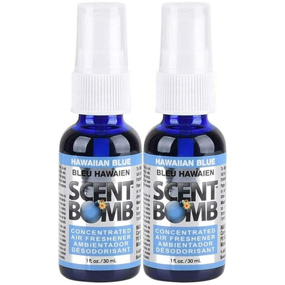 Scent Bomb Air Freshener Spray, 100 % Oil Based Concentrated Air Freshener, Air Freshener Spray for Car, Room, Bathroom and Odor Eliminator, Hawaiian Blue, 2 Pack