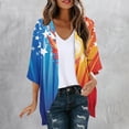 thumbnail image 4 of Gamivast Summer Cardigans for Women Patriotic Star Stripe Print Open Front Loose Flowy Fit Cover Ups Lightweight Breathable Chiffon 3/4 Sleeve Kimono Beach Vacation outfits, 4 of 6