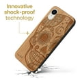 thumbnail image 3 of Case Yard Wooden Case Outside Soft TPU Silicone, Slim Fit Shockproof Wood Protective Phone Cover for Girls Boys Men and Women, Supports Wireless Charging Gothic Skull Design case for iPhone-XR, 3 of 7