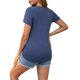 thumbnail image 3 of INSPIRAR CHIC Blusa de Maternidad de Manga Corta con Cuello Redondo Diseño Arrugado Camiseta de Maternidad con Cintura en Capas Azul X-Large, 3 of 6
