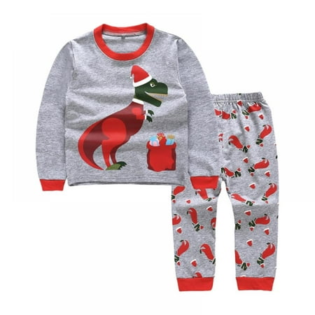 

SYNPOS Baby Boys Christmas Set Long Sleeve Sweatshirt+Pants Cartoon Dinosaur Print PJ Loungewear 2-7 Years