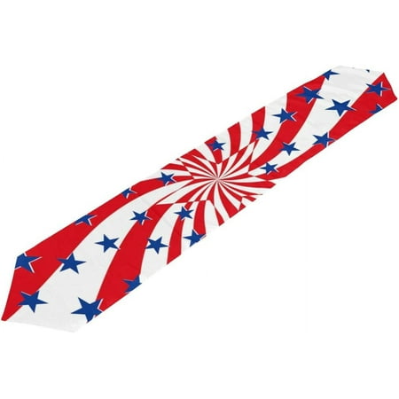 

SKYSONIC Table Runner Red White and Blue Stars On Swirl Washable Table Cloth Runner for Holiday Home Wedding Table Top Decoration 13x90 Inches