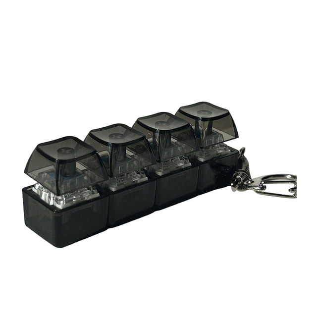 Llavero con teclado mecánico, colgante, juguete antiestrés con sonido táctil, botones de luz LED transparentes, llavero portátil