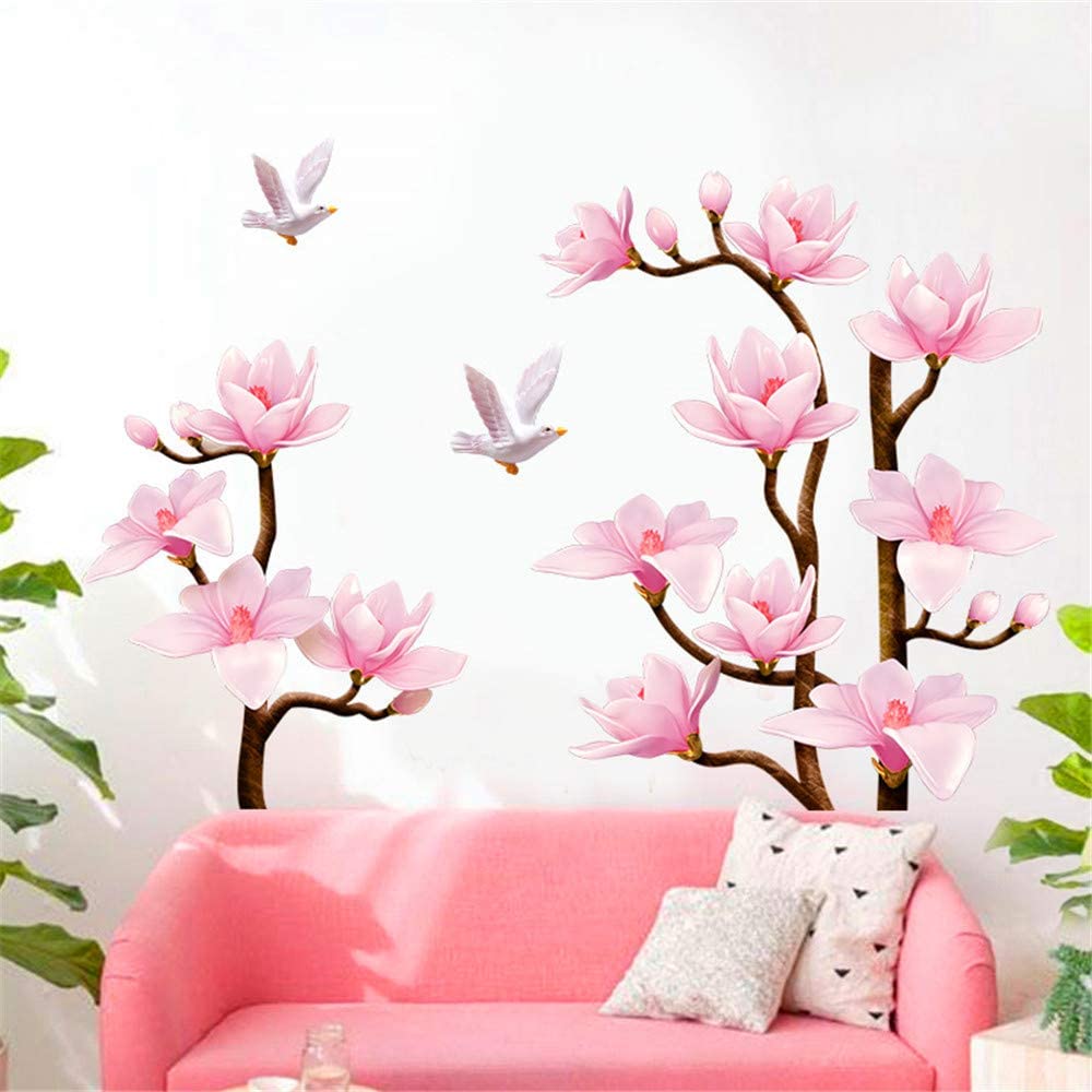 Lotus Flowers Floral Peel and Stick Wall Stickers Decals Murals Art Decor for Living Room ...