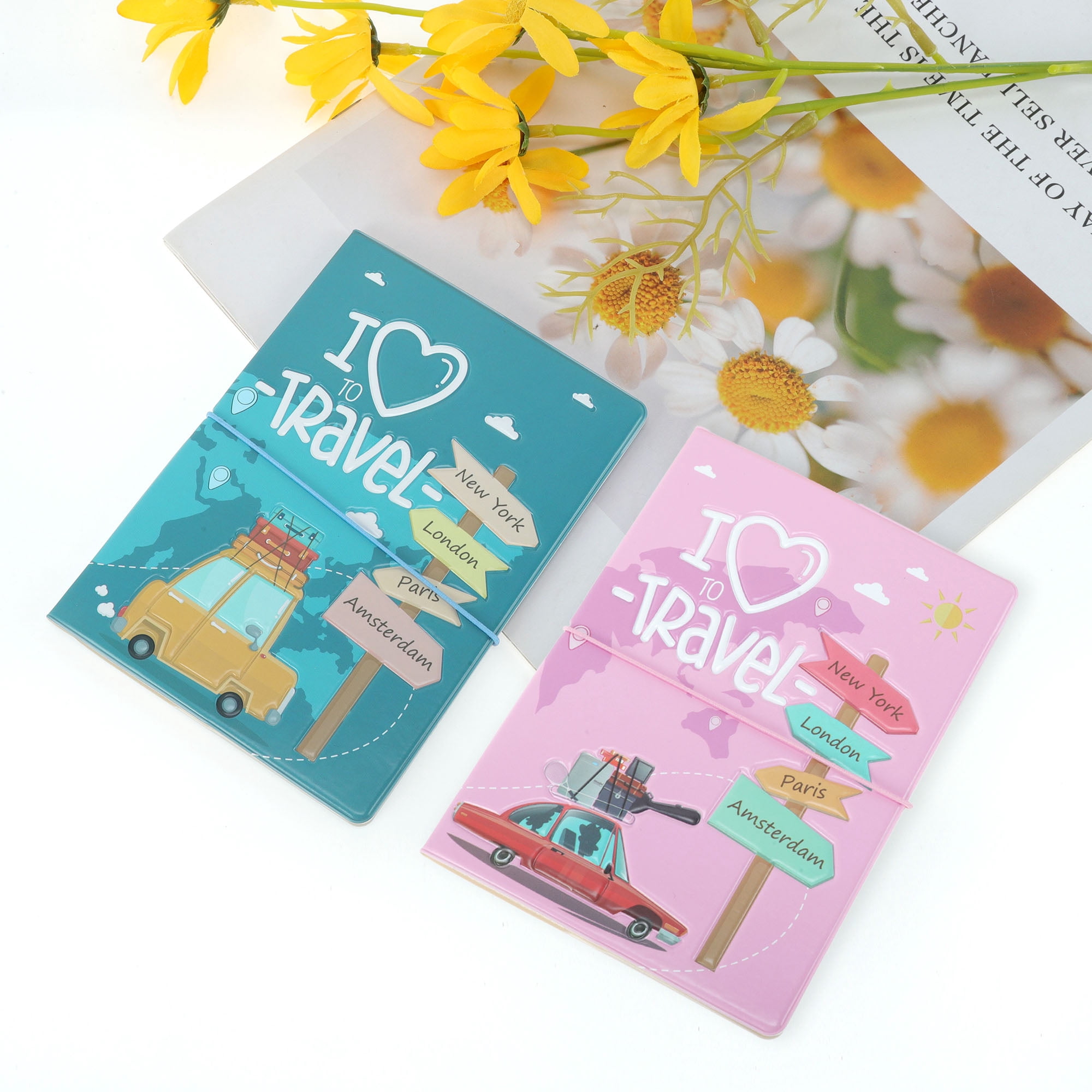 Unique Bargains Creative Cartoon Heart Passport Holder 1 Pc Blue