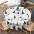 thumbnail image 3 of Blue and Gold Christmas Tree Pattern Round Tablecloth 60"x60",Wrinkle Wipeable Table Cloth for Kitchen Dining Room Picnic Patio Party, 3 of 6