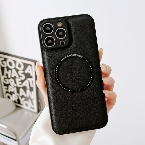 TECH CIRCLE for iPhone 13 Pro Max PU Leather Case Compatible with Magsafe, Slim Luxury Non-Slip Grip Rugged Bumper Shockproof Full Body Protective Cover Phone Cases for iPhone 13 Pro Max 6.7",Black