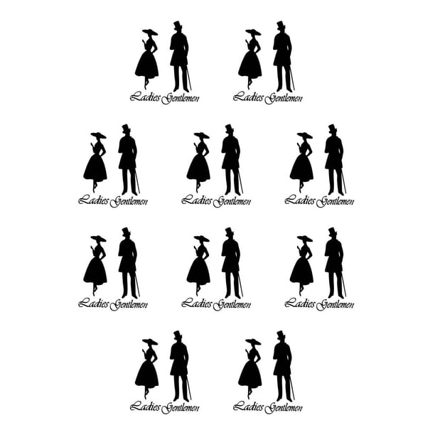 sweethay Mujeres Hombres pegatinas de pared alta adherencia dormitorio puerta de vidrio silueta calcomanías hogar Hotel adhesivo decoración Negro 20x25cm 10piezas sweethay CBP584818