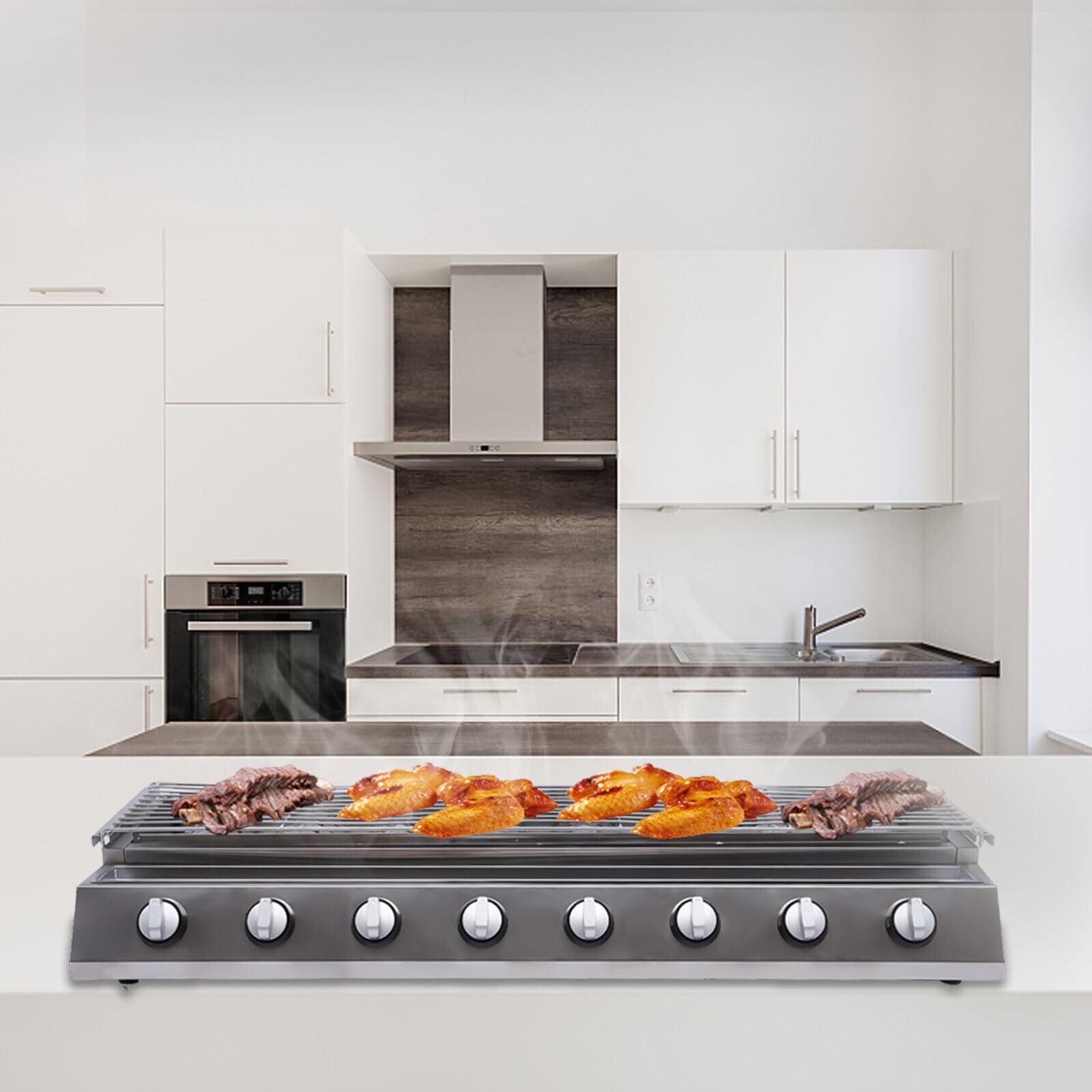 Tabletop Smokeless Grill Portable Gas Griddle 8 Burners LPG Gas BBQ