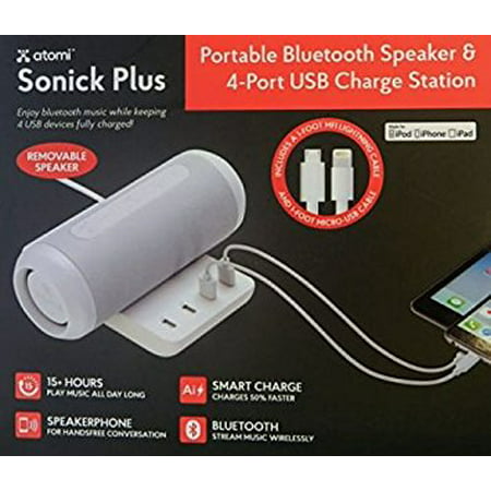 Atomi AT1083 Sonick Plus Portable Charger Hub with Speaker