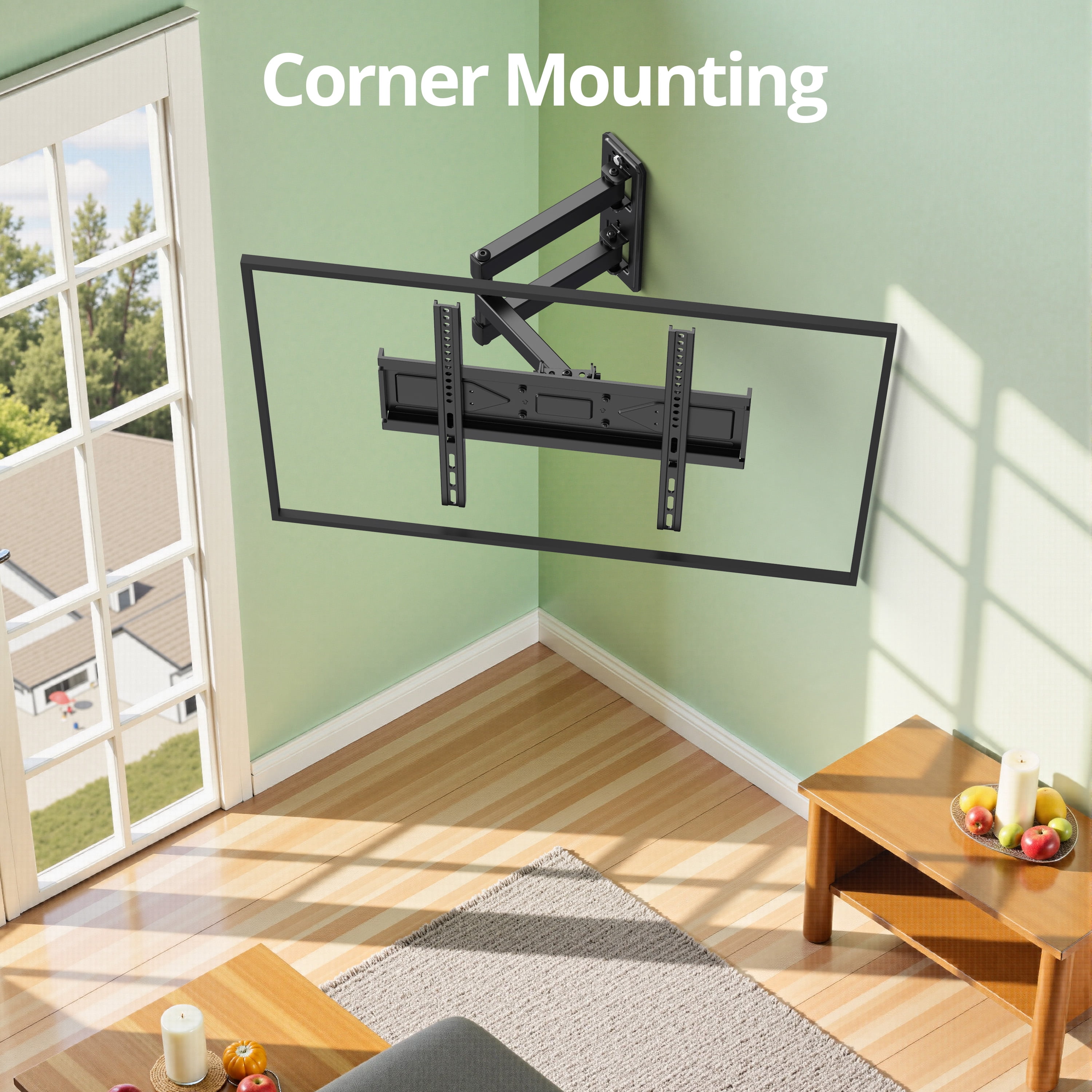 USX MOUNT Full Motion TV Wall Mount for 26-65 inch TVs Swivels Tilts Extension Rotation Holds up to 80lbs Max VESA 400x400mm, Fit 12" 16" 18" Wood Stud