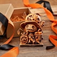 thumbnail image 6 of THOPBPRK Halloween Decorations Wooden Figurines Cute Pumpkin Witch Ghost Cat Statue for Tiered Tray Decor Tabletop Display Home Party Accents Seasonal Holiday Table Centerpiece, 1Pack C, 6 of 7