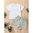 thumbnail image 3 of Bagilaanoe 2pcs Toddler Baby Boy Short Pants Set Letters Print Short Sleeve T-shirt Tops + Shorts 6M 12M 18M 24M 3T Kids Summer Outfits, 3 of 9