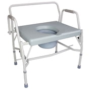 DMI Drop-Arm Bedside Commode, Extra-Wide Seat, 500 lb Capacity, Portable Toilet Chair with Bucket and Adjustable Legs