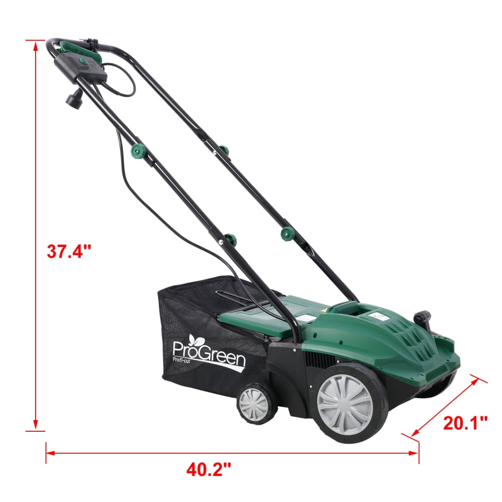 2-in-1 Electric Lawn Dethatcher and Scarifier, 13-Inch 12 Amp Garden Scarifier with 4-Position Adjustment, Removable 31.7QT Collection Bag, Folding Lawn Tool for Healthy Grass Care, Green