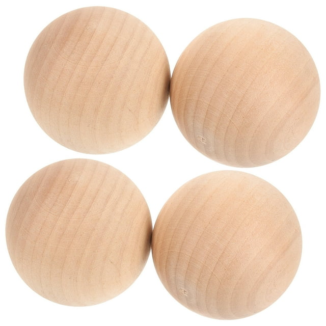 OULII 4Pcs Light Yellow Wood Bocce Balls for Rolling and Outdoor Fun 2.8in