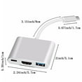 thumbnail image 2 of Vaupan Three-in-One Adapter, 3.1 USB Multiport Adapter Hub Cable for Type C Laptop Digital AV + Charging Splitter, Support USB Flash Drive, Keyboard, Convert HDMI Video, Suitable for Switch (Silver), 2 of 7