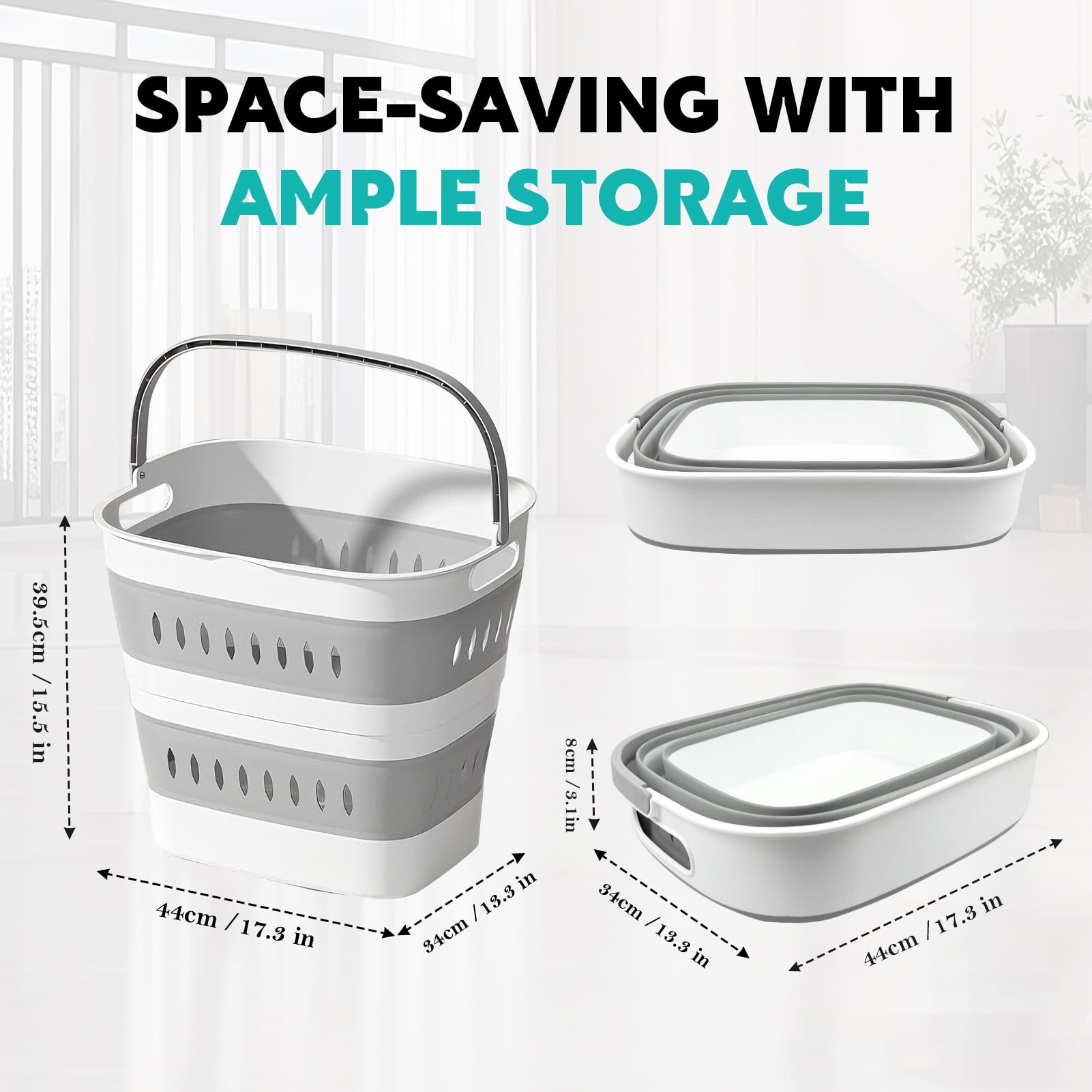 Godance Collapsible Laundry Baskets - Foldable Pop Up Laundry Hamper Plastic with Comfort Handles, 40 L Foldable Clothes Hamper for Laundry, Space Saving Pop-Up Storage Container/Organizer (Grey)