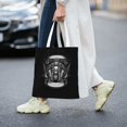 thumbnail image 2 of DouZhe Reusable Grocery Bags, Biker Skull Riding Motorcycle Lightweight Polyester Canvas Cloth Tote Bag for Travle Gym Shopping School, 15" x 16", 2 of 7