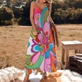 thumbnail image 3 of Psychedelic Floral Vibrant Pattern Sleeveless Dress Loose Women's Dress Dresses Luxury Evening Dresses, 3 of 9