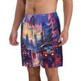 thumbnail image 2 of Balery Taxi Colorful Town Traje de Baño Estilo Hawaiano para Hombre, Shorts de Secado Rápido con Bolsillos-Small, 2 of 6